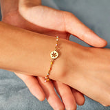 Bracelet de Tennis Chaîne Arc-en-ciel en Argent 925 avec Cœurs Roses