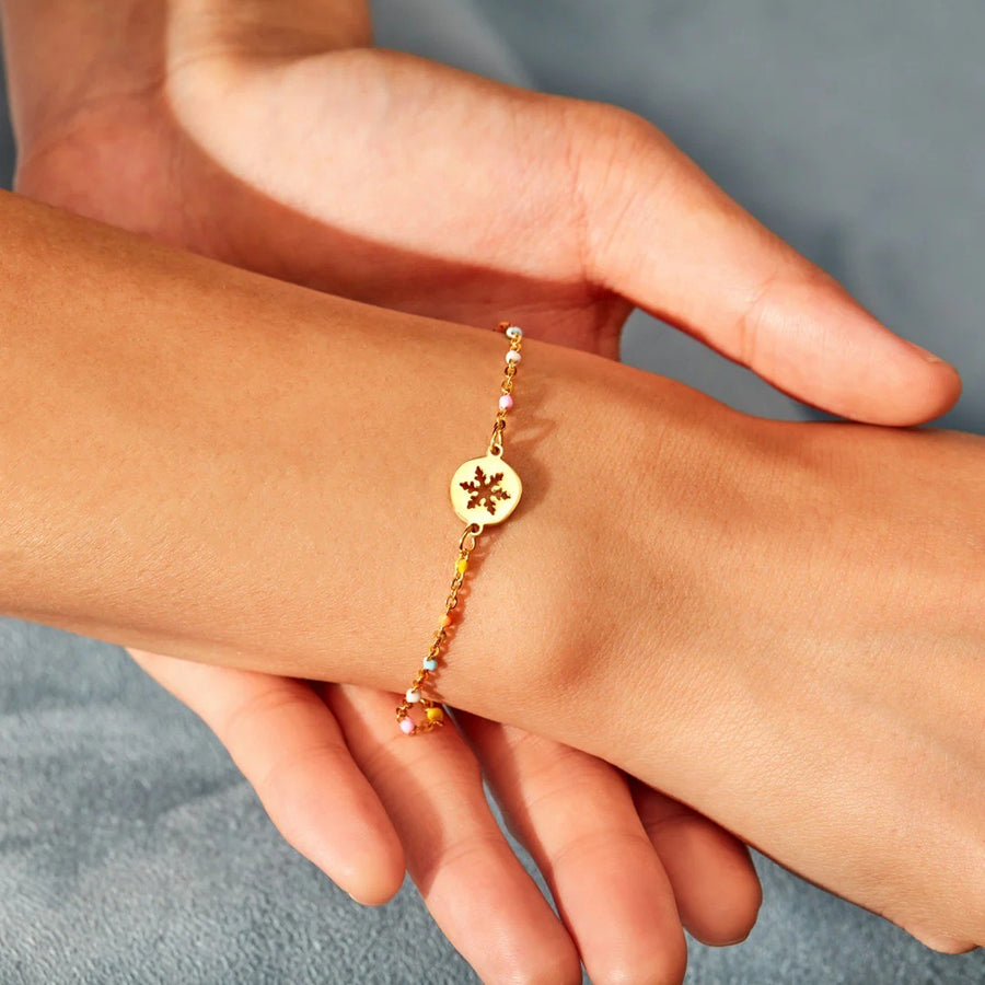 Bracelet de Tennis Chaîne Arc-en-ciel en Argent 925 avec Cœurs Roses
