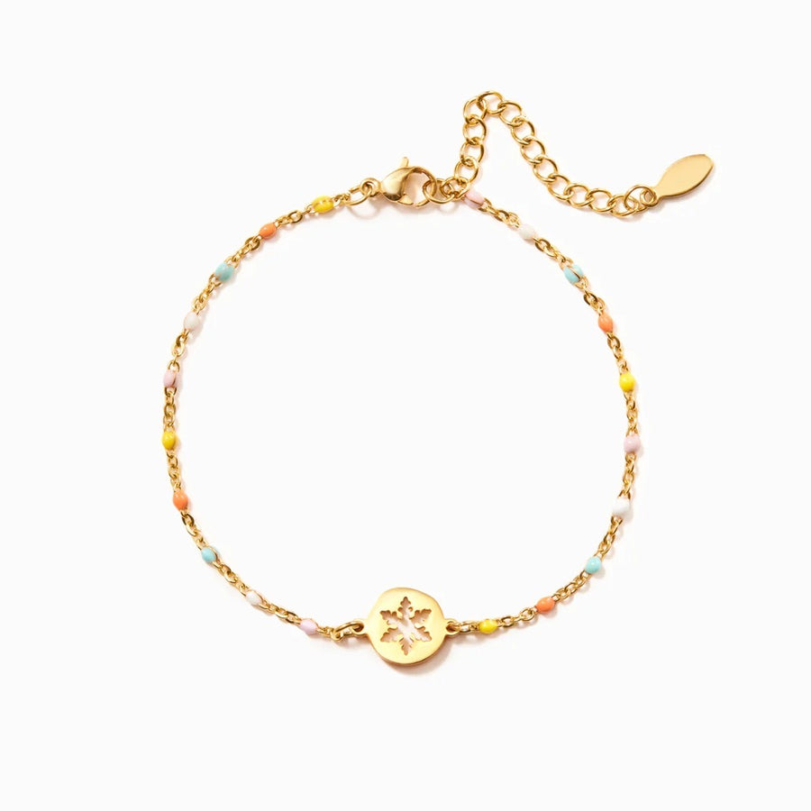 Bracelet de Tennis Chaîne Arc-en-ciel en Argent 925 avec Cœurs Roses