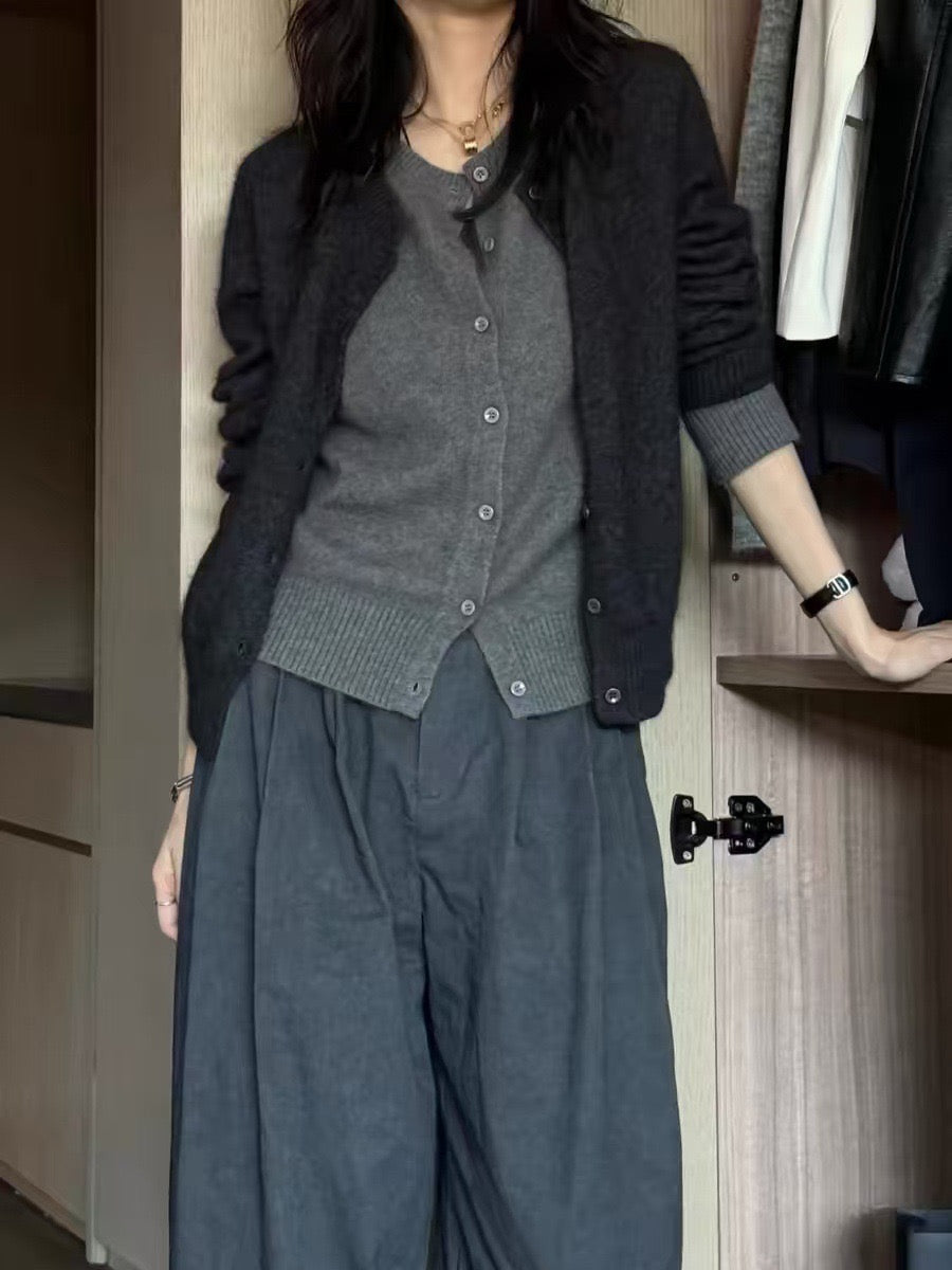 Cardigan Bicolore en Laine 100% Naturelle