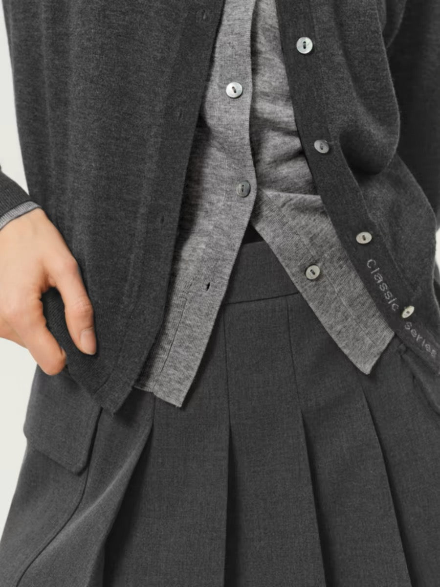 Cardigan Bicolore en Laine 100% Naturelle