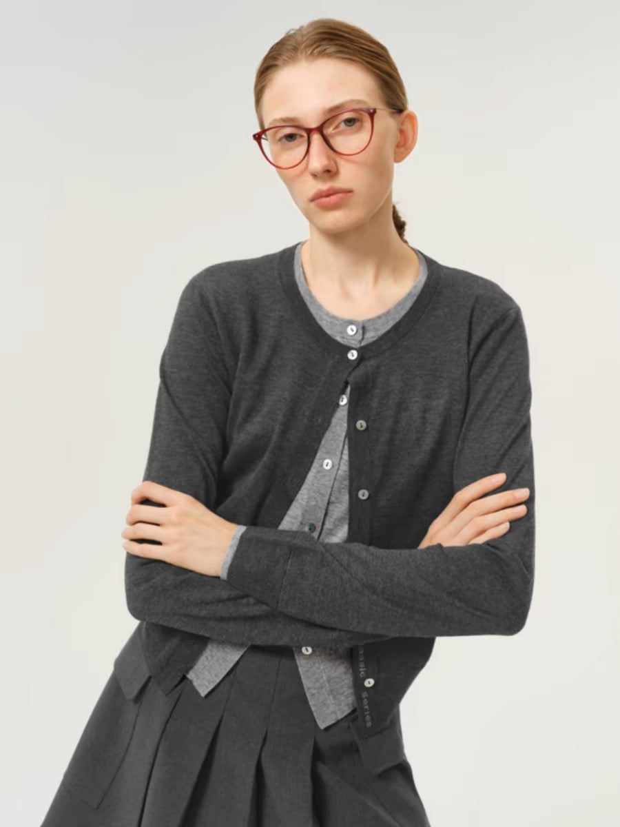 Cardigan Bicolore en Laine 100% Naturelle