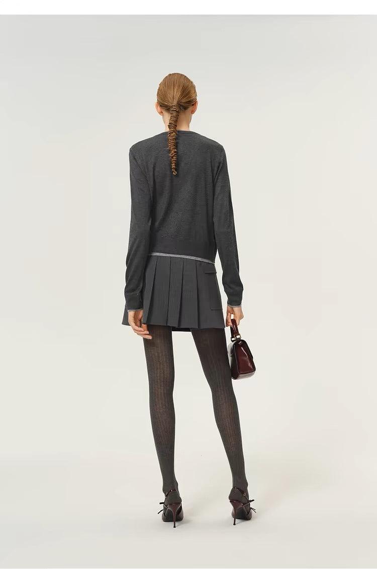 Cardigan Bicolore en Laine 100% Naturelle