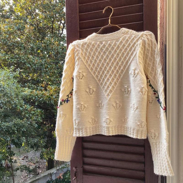 Cardigan Vintage avec Broderie - Taille Unique