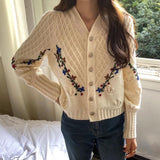Cardigan Vintage avec Broderie - Taille Unique