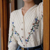 Cardigan Vintage avec Broderie - Taille Unique