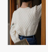 Cardigan Vintage avec Broderie - Taille Unique