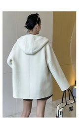 Ensemble 2 pièces : Gilet à Capuche en Laine Double Face & Manteau Col V