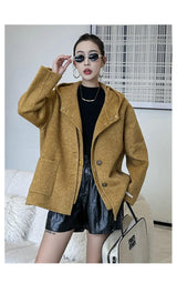 Ensemble 2 pièces : Gilet à Capuche en Laine Double Face & Manteau Col V