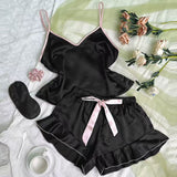 ✨ Ensemble Pyjama 2 pièces Satiné – Rose/Noir ✨