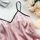 ✨ Ensemble Pyjama 2 pièces Satiné – Rose/Noir ✨