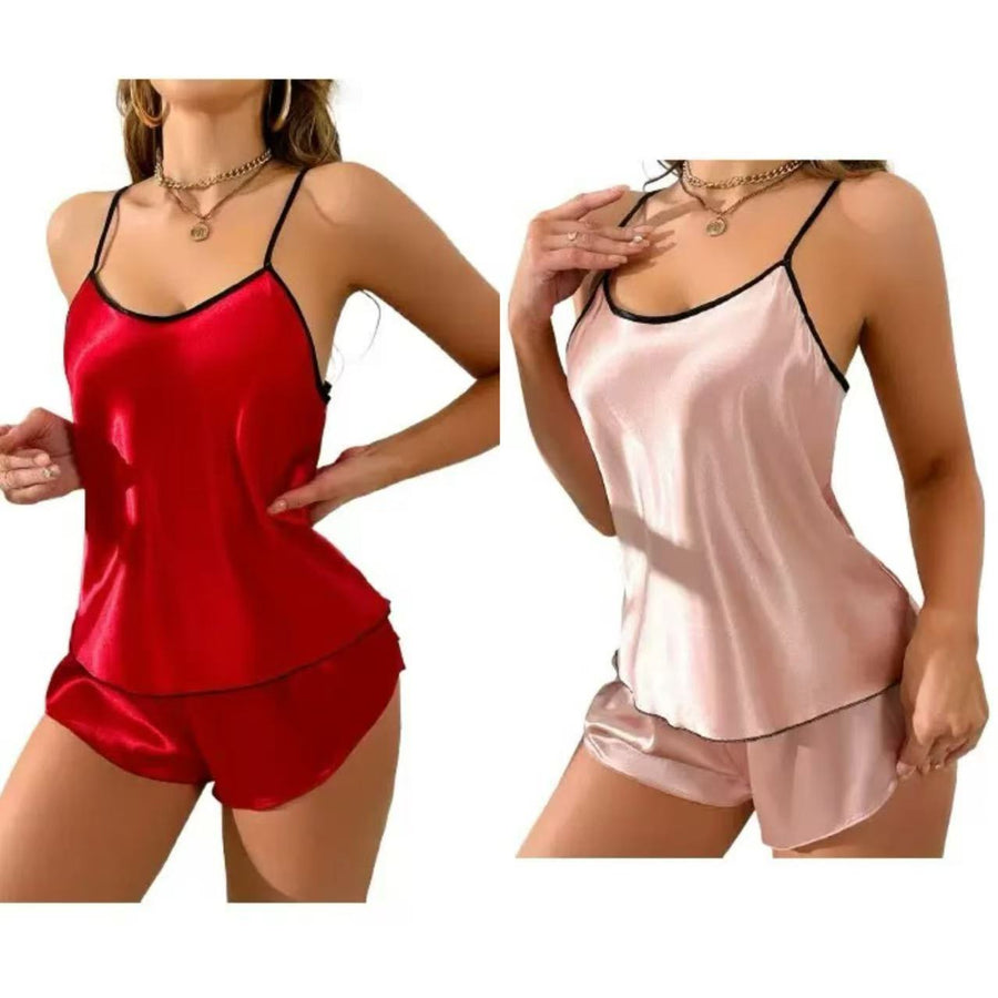 🦋 Ensemble pyjama 2 pièces en satin – Dos papillon & short 🦋