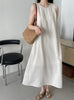 Robe Longue à Rayures sans Manches en Lin