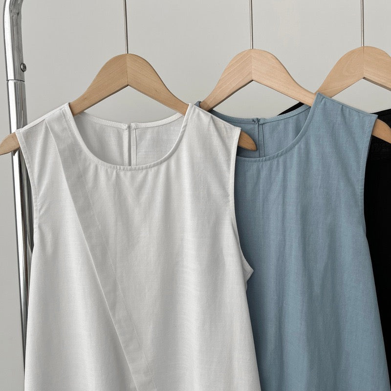 Haut Sans Manches Ceinturé en Coton