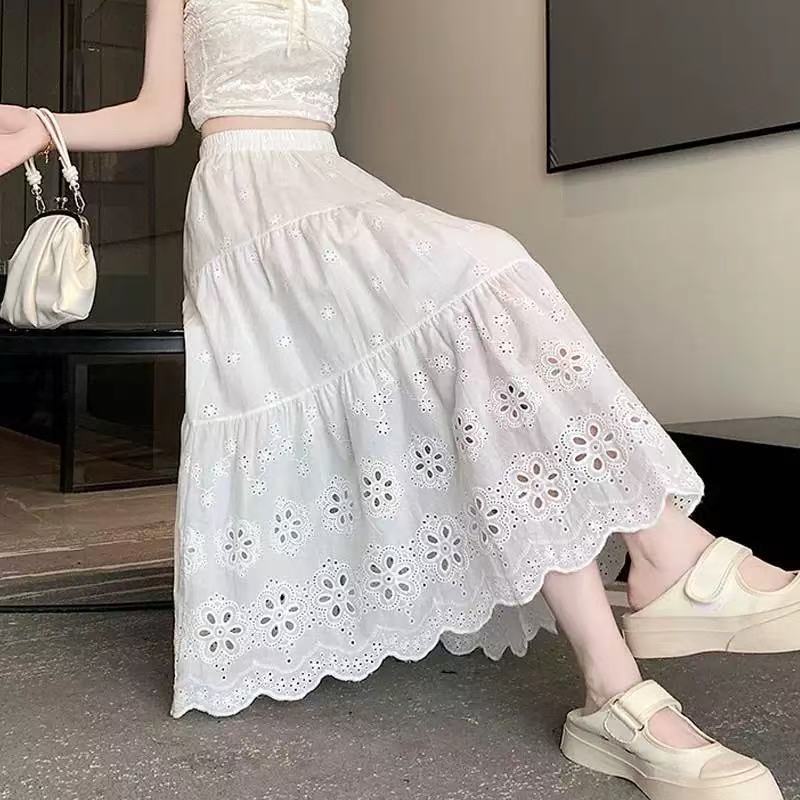 Jupe Longue en Coton Brodé