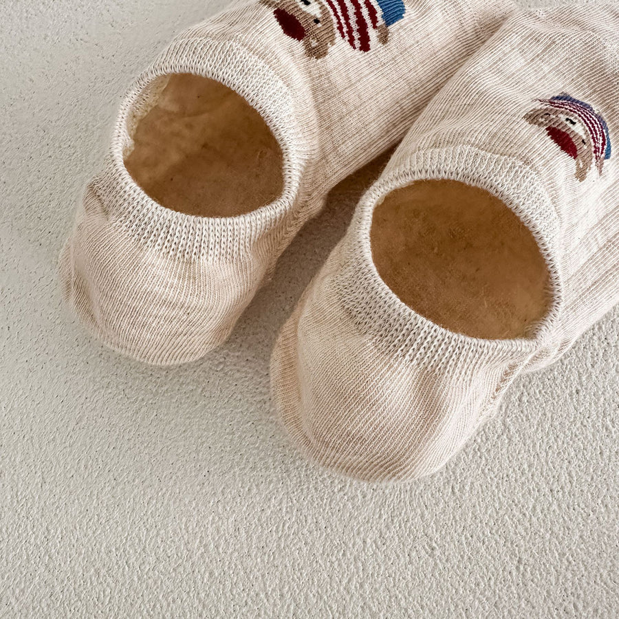 Lot de 7 paires de chaussettes invisibles motif ourson