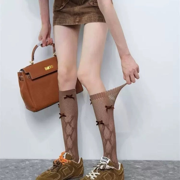 Lot de 4 paires de chaussettes à nœud en dentelle
