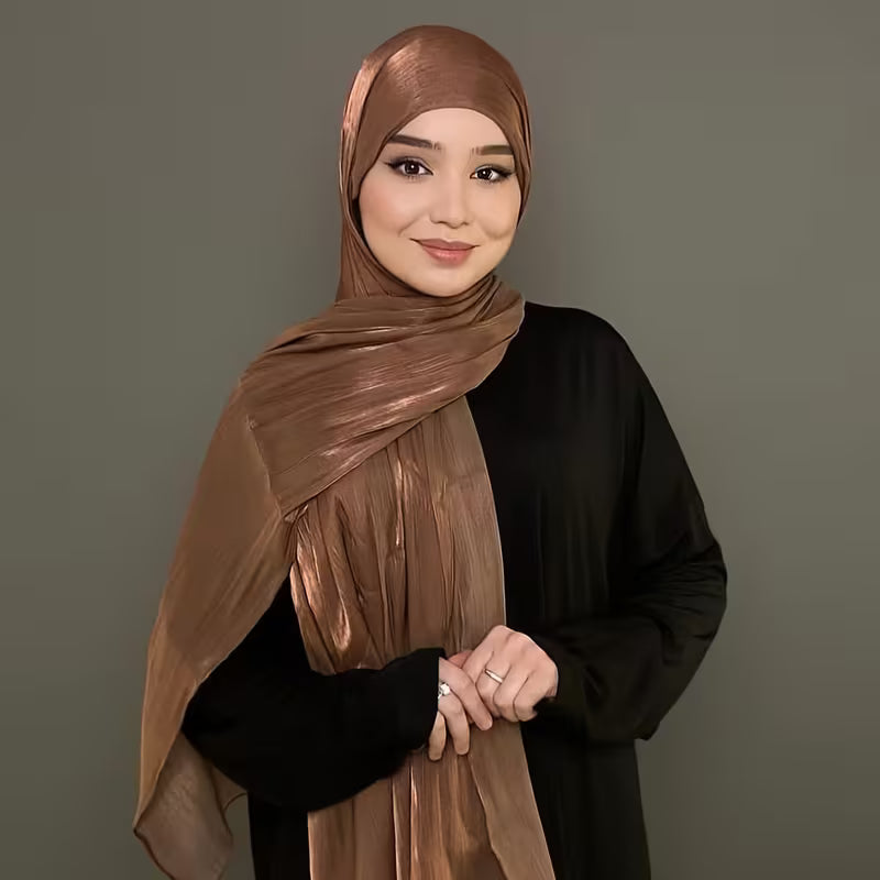 Foulard Organza Scintillant Plissé pour Femme – Élégance & Raffinement ( LOT DE 3 )