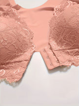 Women's Front-Closure Bra, Fashion Lace Lingerie 2pcs Set