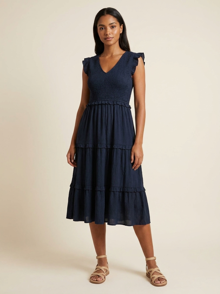 Robe smockée à volants