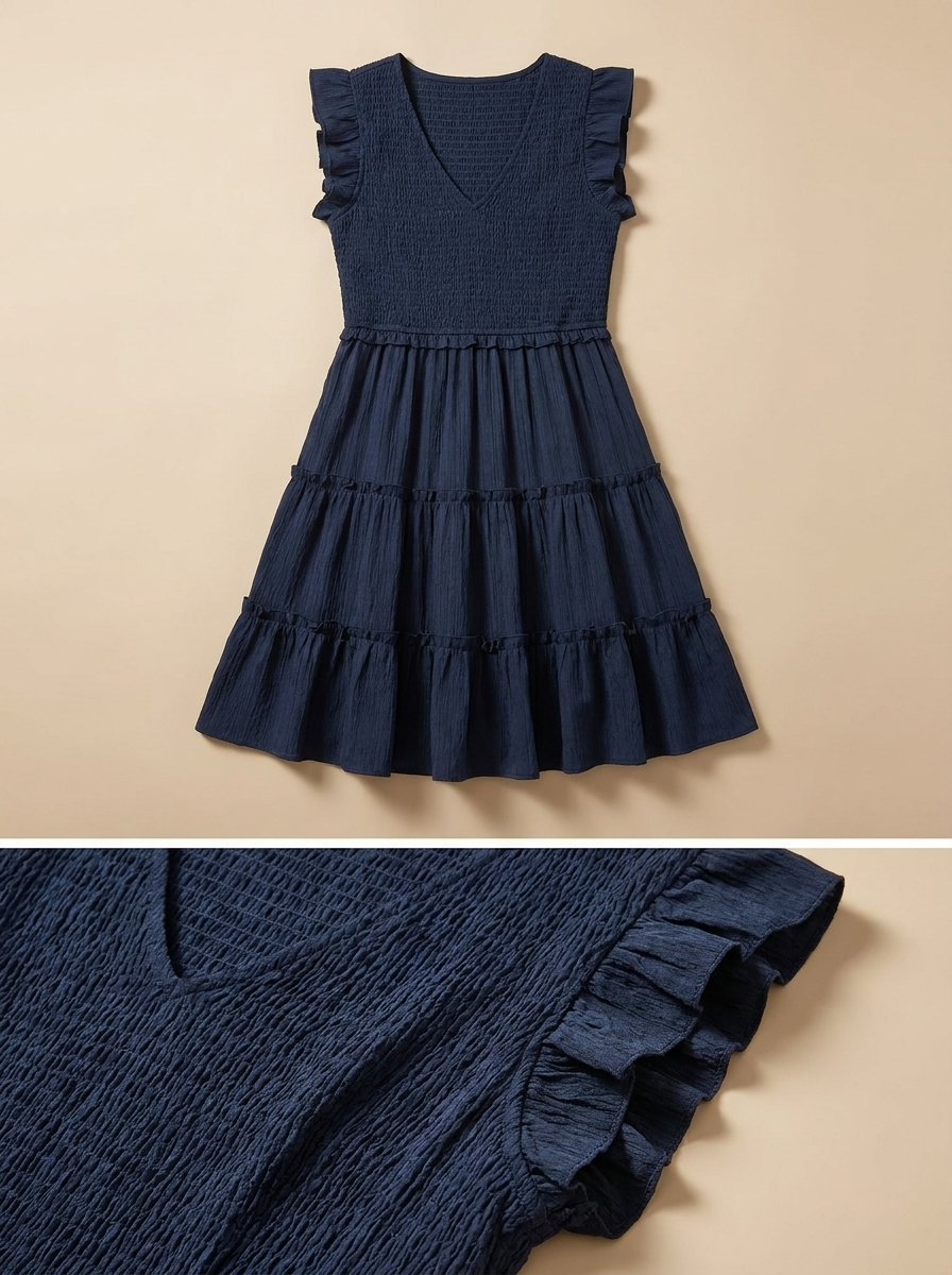 Robe smockée à volants