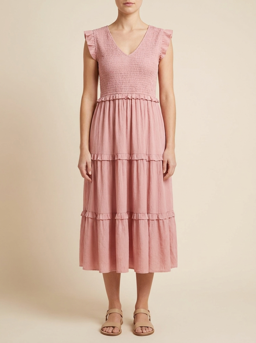 Robe smockée à volants