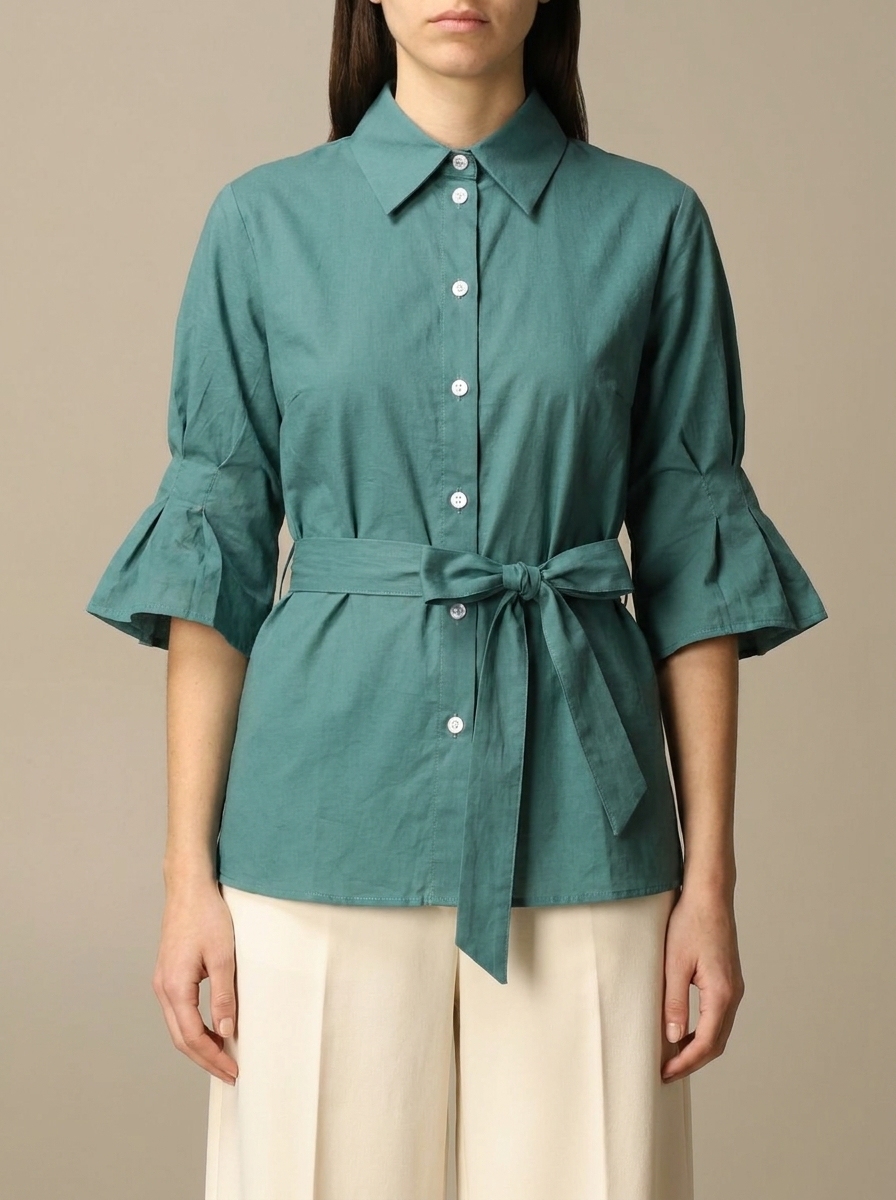 Chemise ceinturée ouverte au dos à œillets