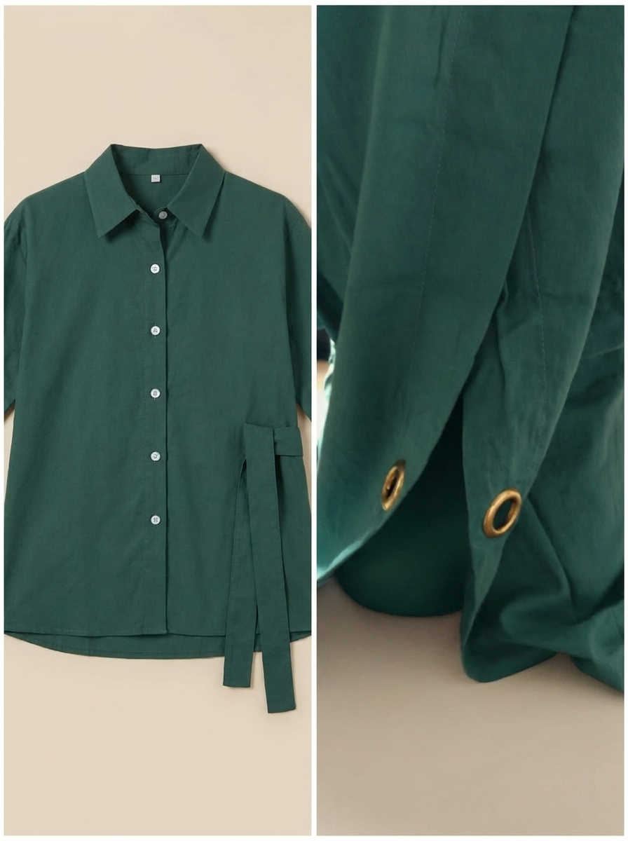 Chemise ceinturée ouverte au dos à œillets