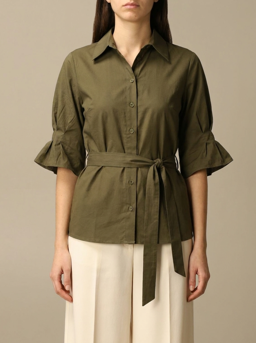 Chemise ceinturée ouverte au dos à œillets