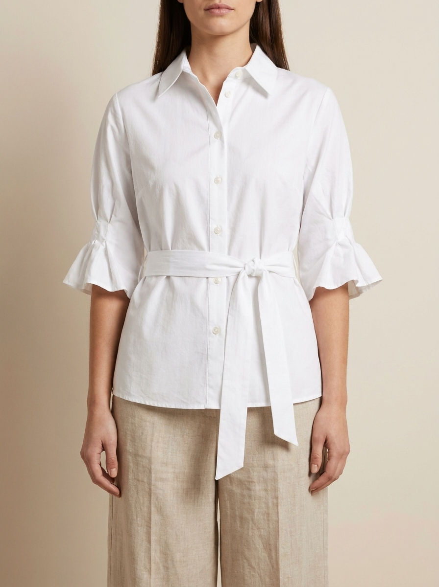 Chemise ceinturée ouverte au dos à œillets