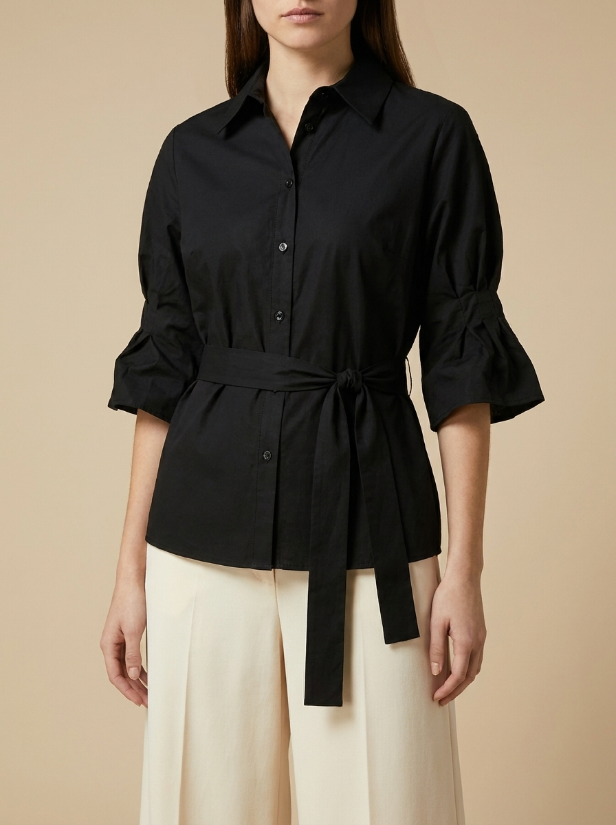 Chemise ceinturée ouverte au dos à œillets
