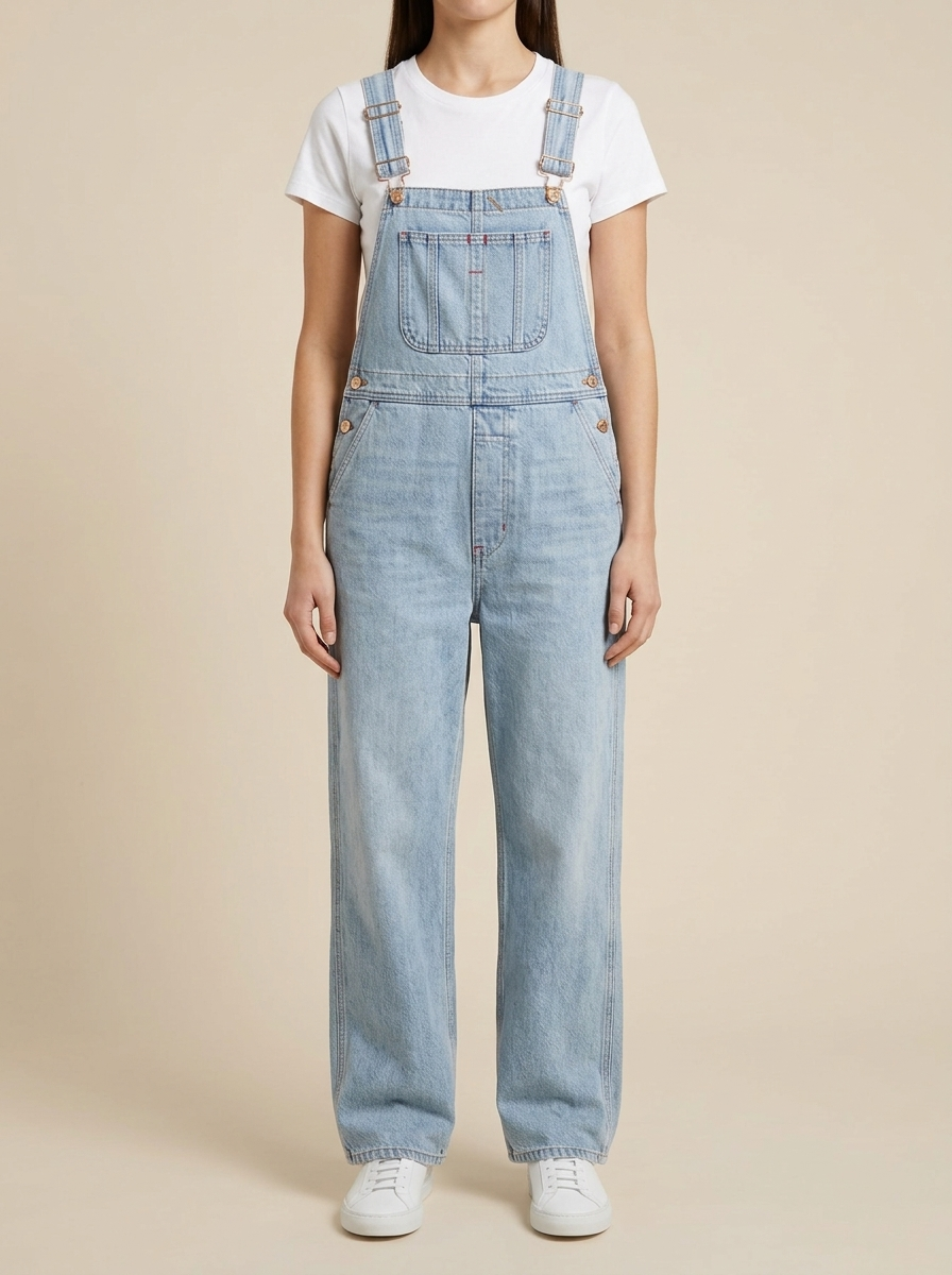 Salopette en jean bleu clair délavé