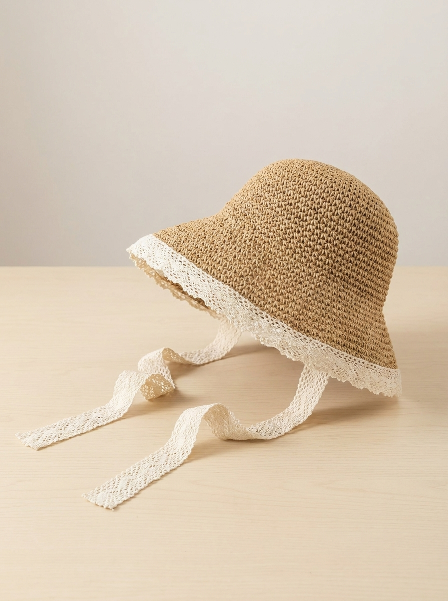 Chapeau paille dentelle