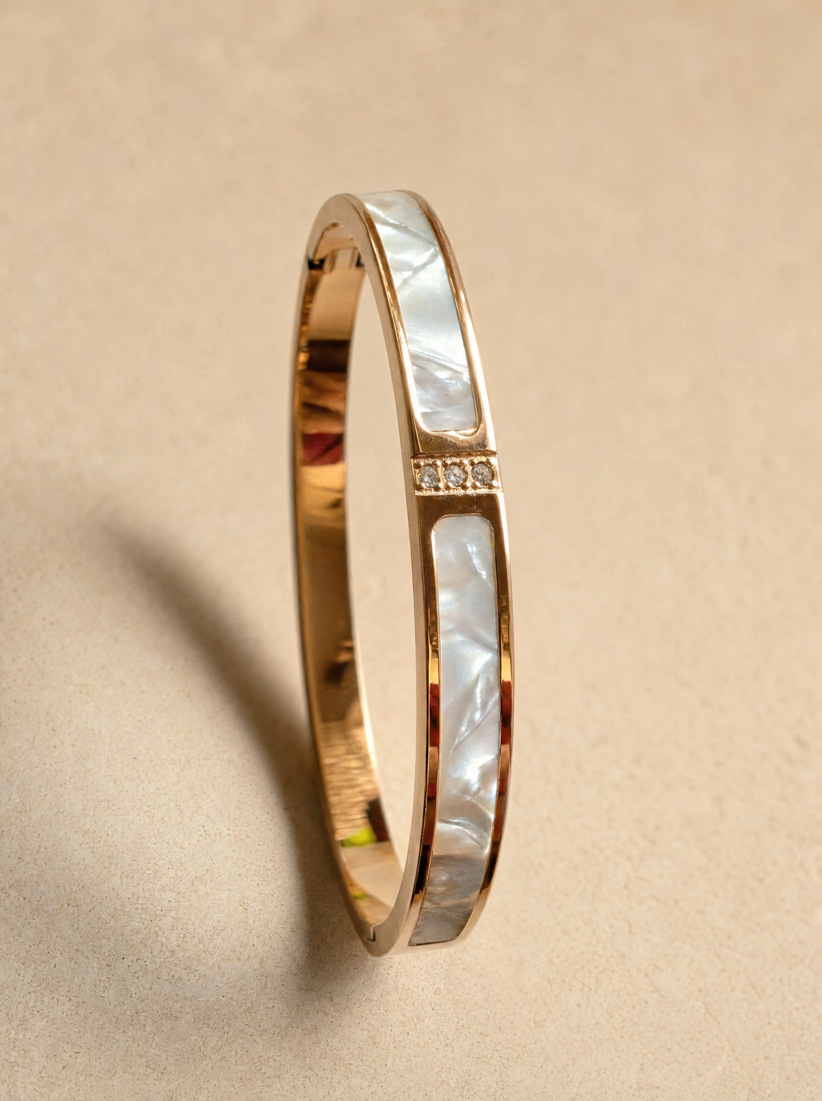 Jonc nacre doré rose et zircons