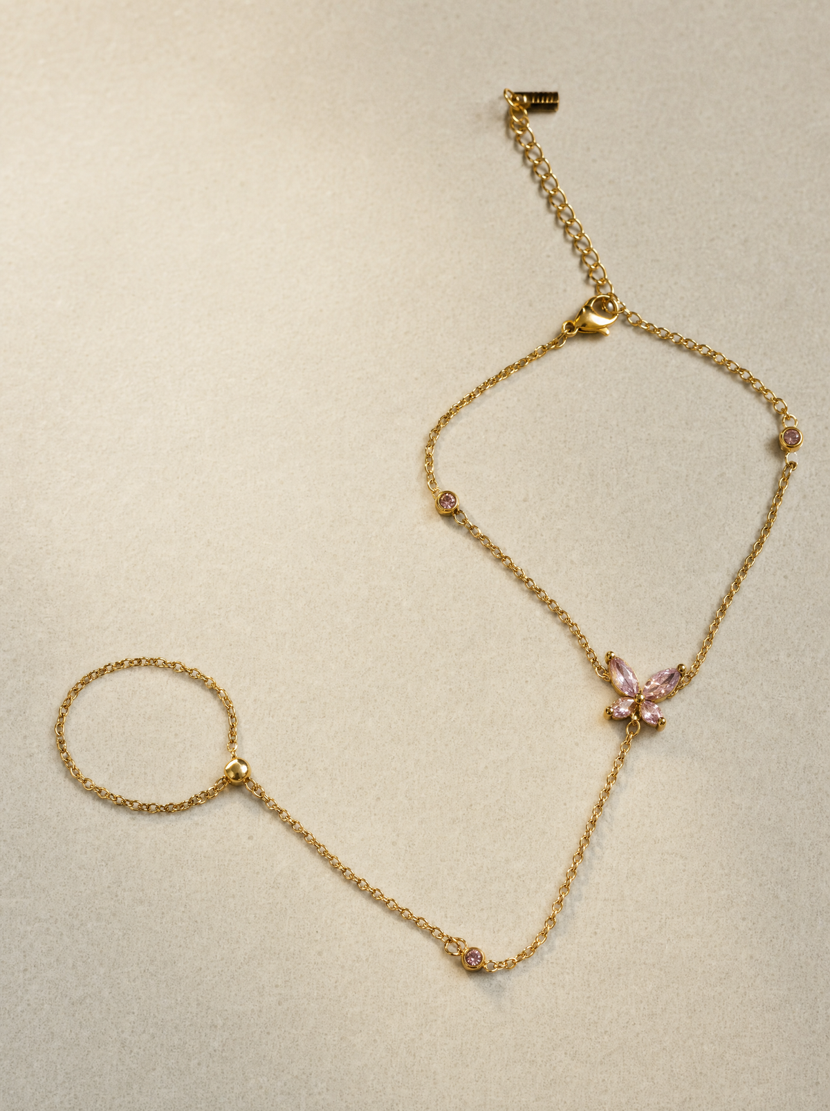 Bracelet bague papillon rose