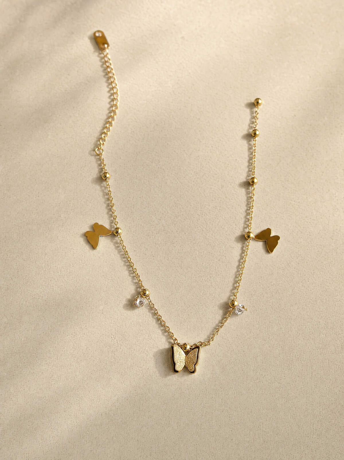 Bracelet trois papillons et zircons