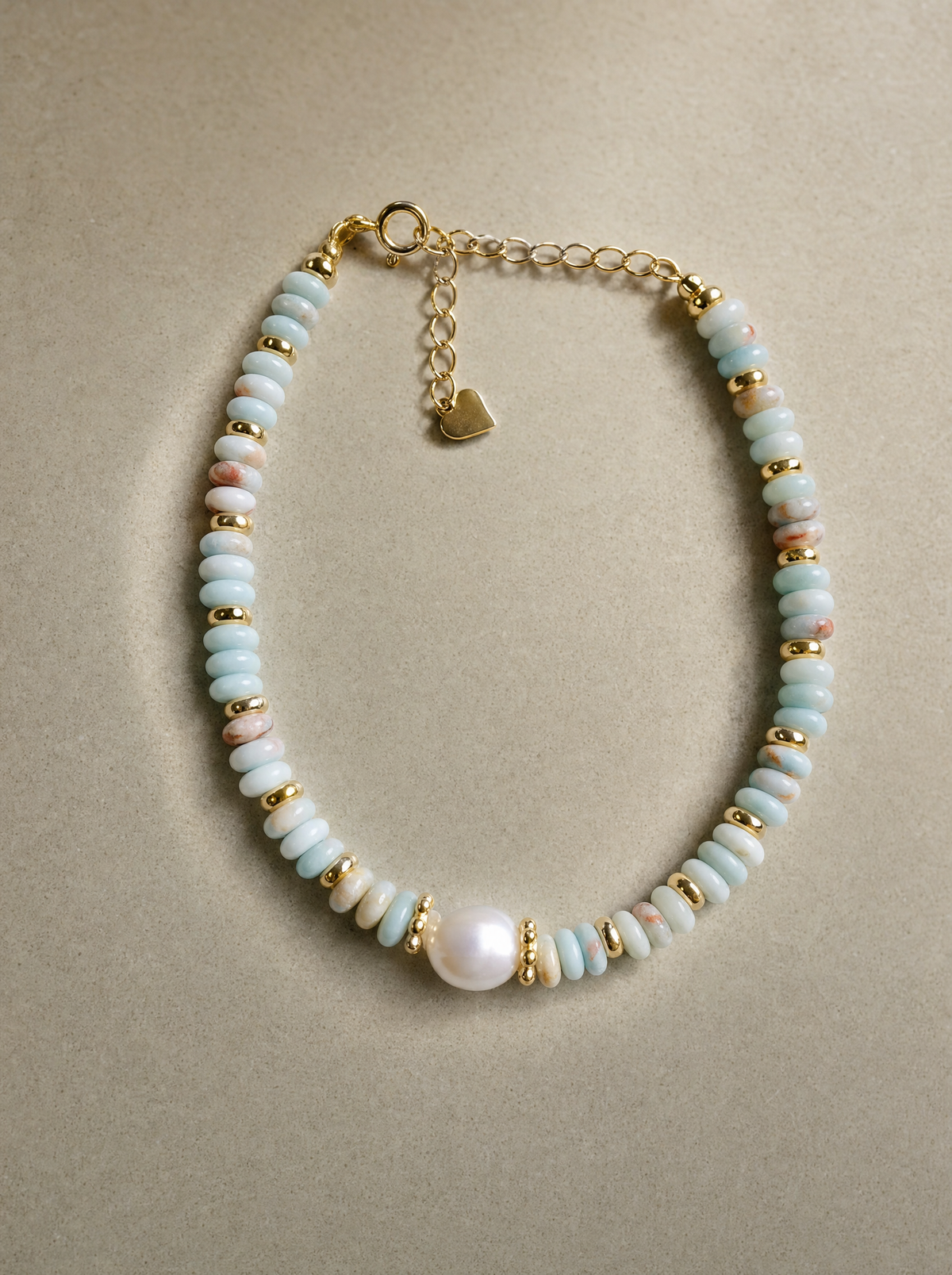 Bracelet perles bleu clair et perle