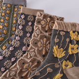 Chaussettes à Fleurs Brodées Vintage ( 5 paires )