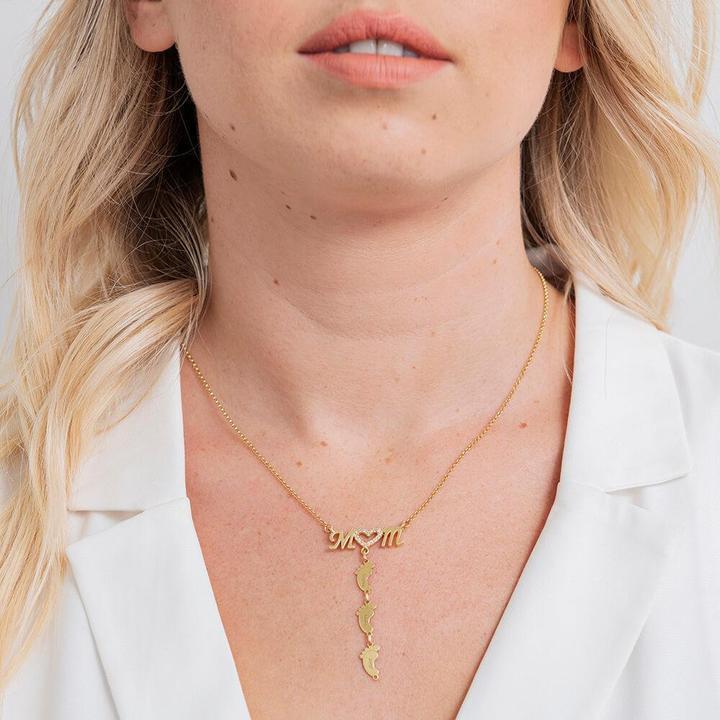 Collier Maman avec Enfants ( 3 petit pied )