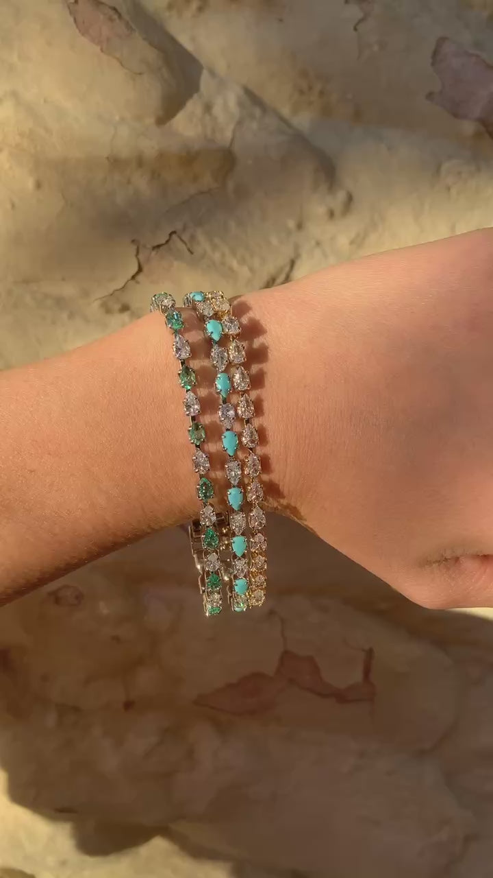 Ensemble de trois bracelets  en forme de goutte Bleu et Vert