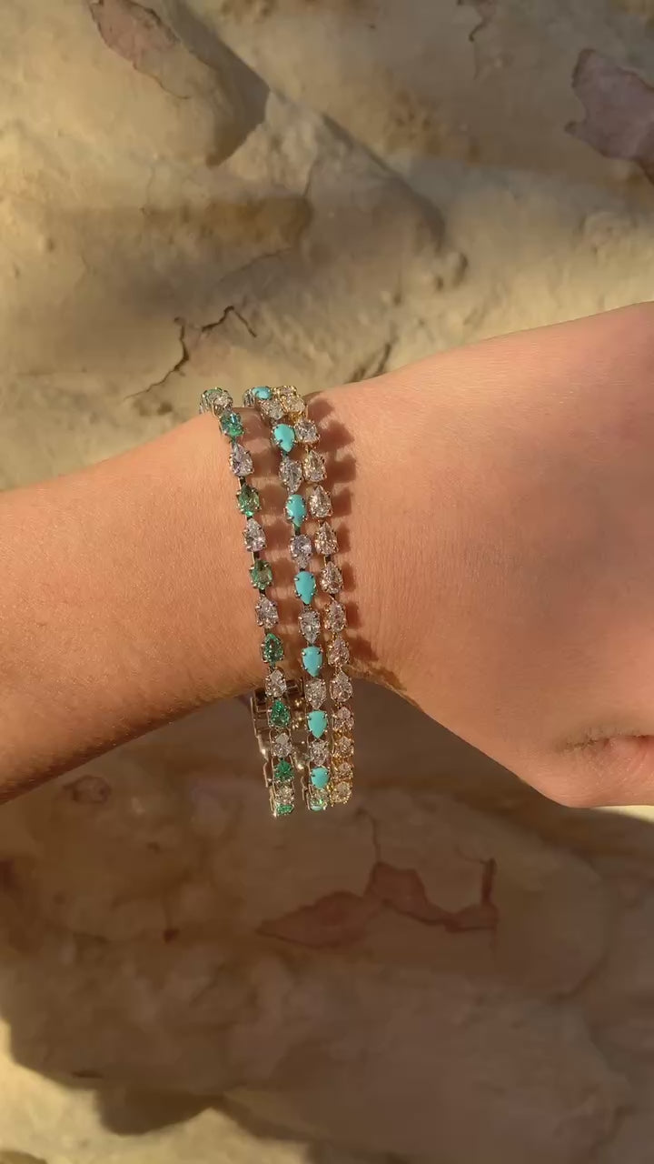 💙💚 Ensemble de 3 Bracelets Goutte Bleu &amp; Vert – Élégance &amp; Éclat Naturel