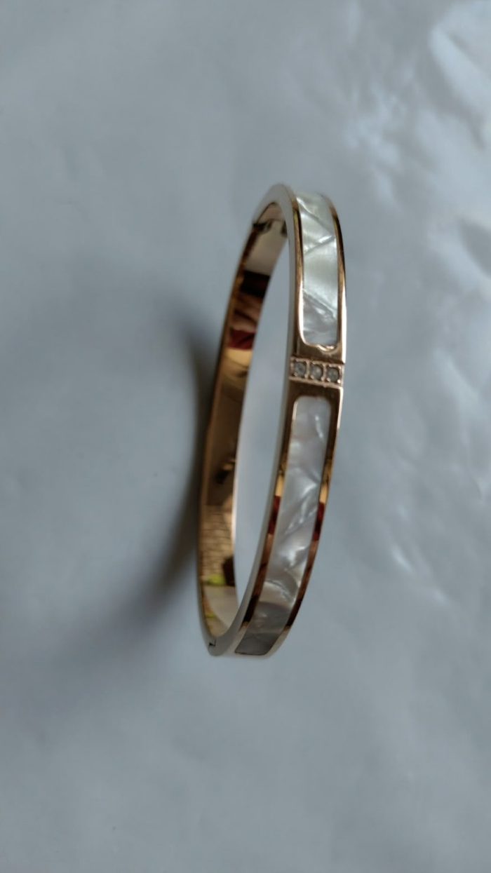 Jonc nacre doré rose et zircons