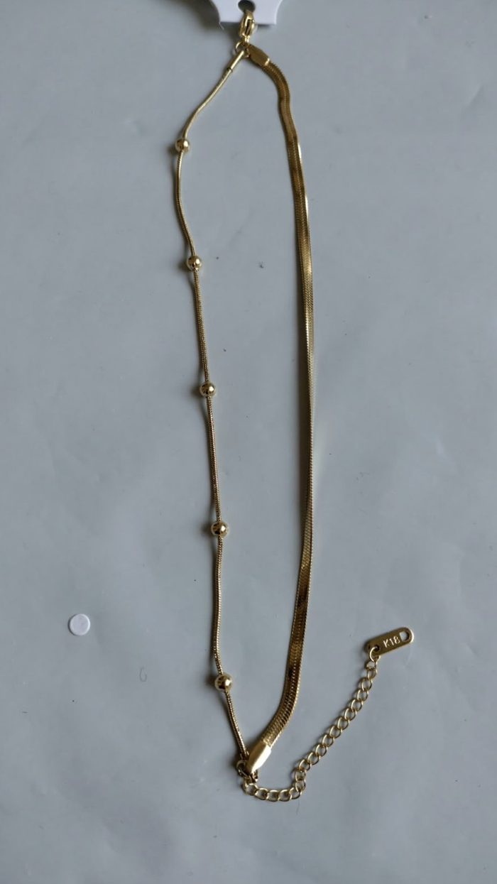 Bracelet double chaîne serpent et perles