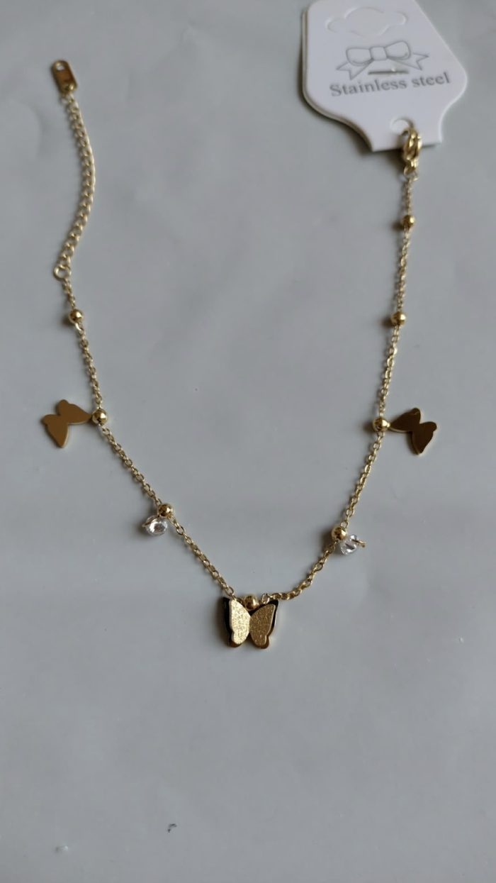 Bracelet trois papillons et zircons