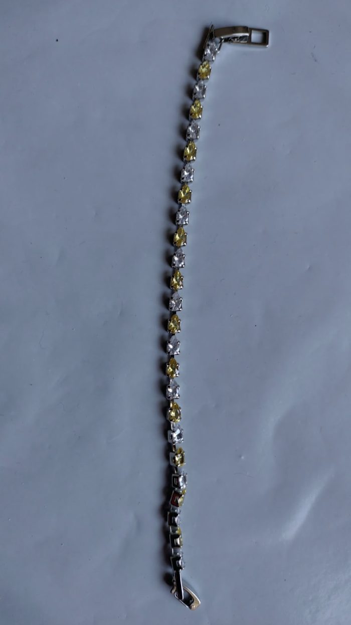 Bracelet tennis zircons jaunes et blancs