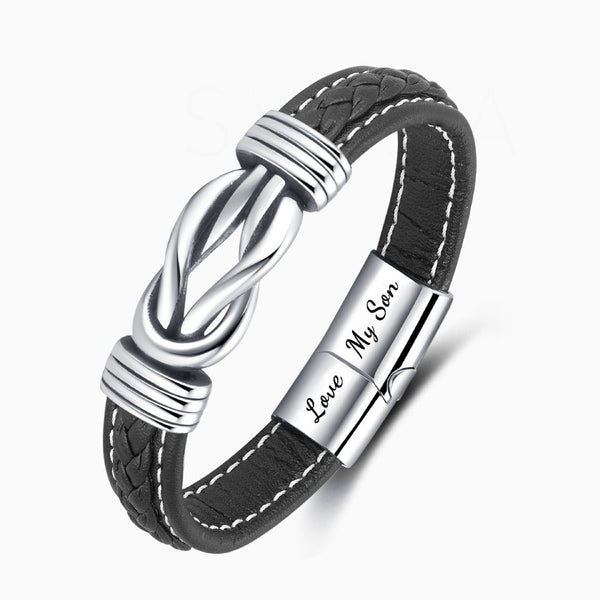 Bracelet en cuir tressé "Love my son"