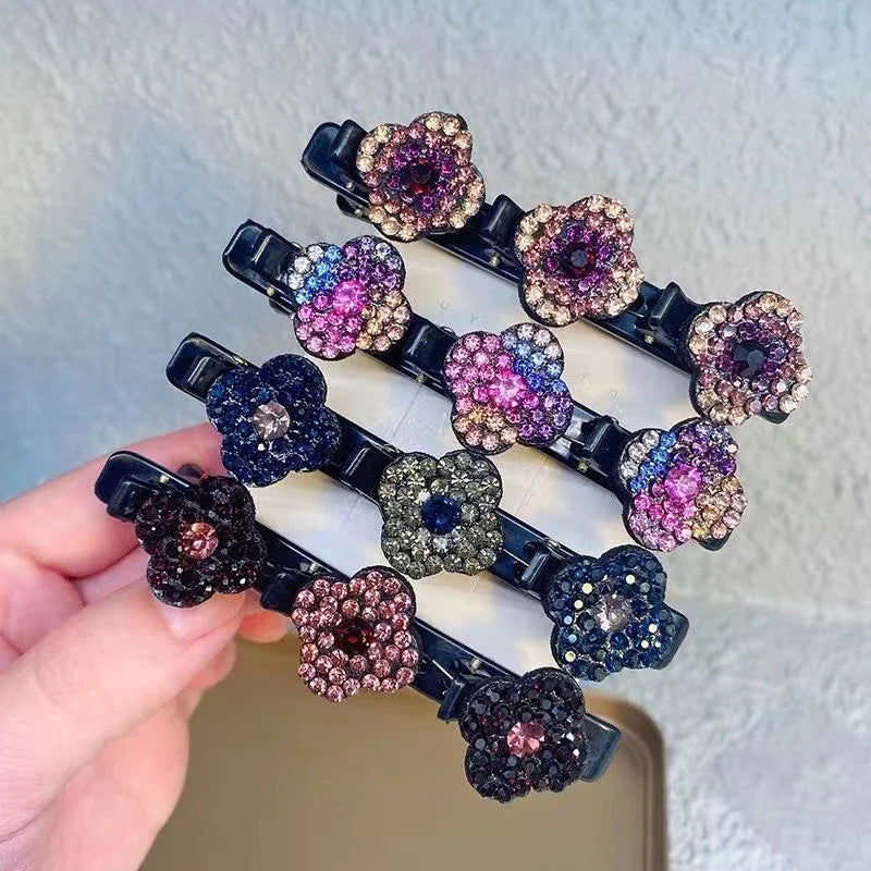 Barrette à Cheveux Latérale à Trois Fleurs 4 pièces
