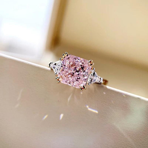 Bague diamant carré rose Glamorous Party