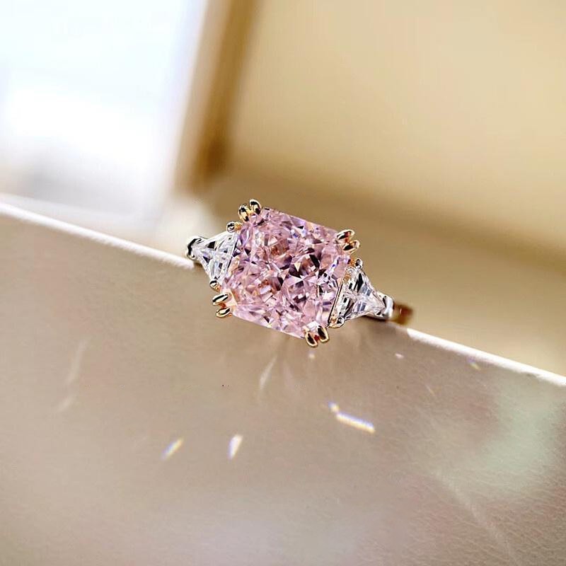 Bague diamant carré rose Glamorous Party