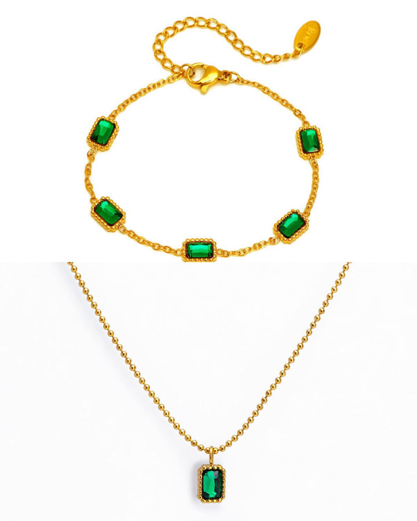 Ensemble de collier et bracelet en zircon